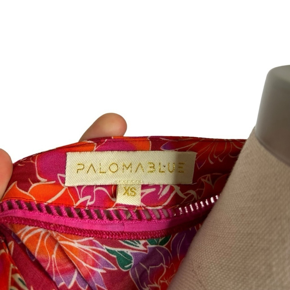 Paloma Blue Bowie CREPE DE CHINE Kimono Wrap Maxi Colorful Floral Dress Size XS - Picture 15 of 16